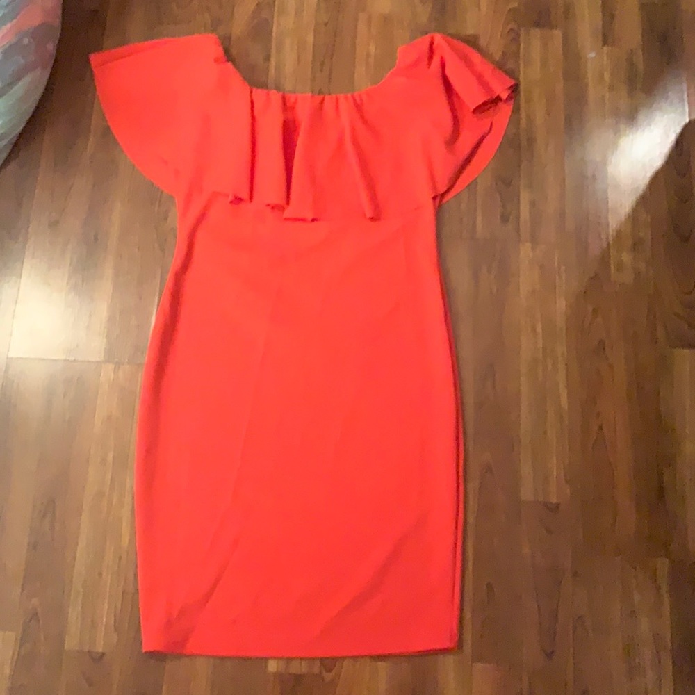 Coral midi dress